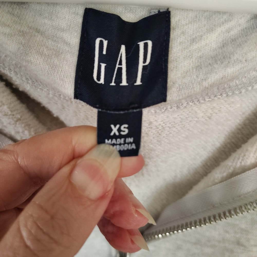 GAP Light Gray Full Zip Hooded Sweatshirt Size XS - Picture 3 of 7